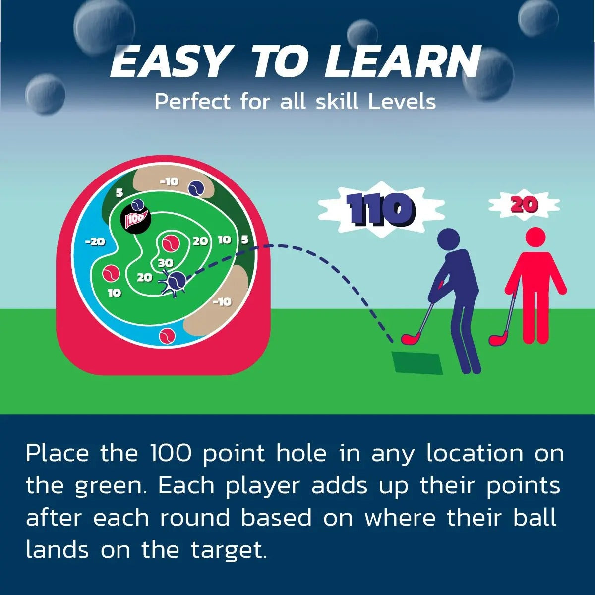 Portable Golf Game Set with Customizable Velcro Bullseye & Indoor/Outdoor Course